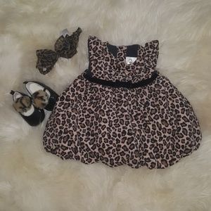 0-3 month leopard print dress set with shoes